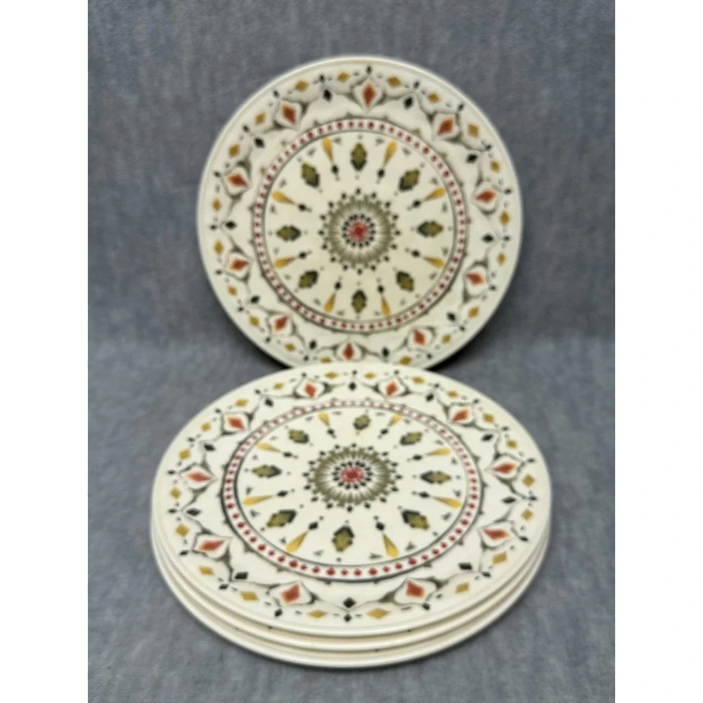 Threshold Dinner Plates Cream Multicolor Melamine Geometric Mandala Set of‎ 4